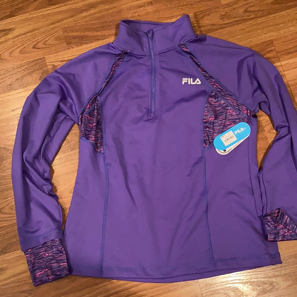 Women’s fila long sleeve 1/4 zip running sport shirt size large